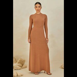 Veiled Collection Dania Ribbed Knit Maxi Dress - Camel